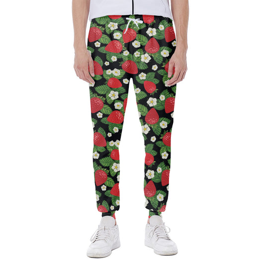 Strawberry And Flower Pattern Print Scuba Joggers