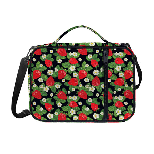 Strawberry And Flower Pattern Print Shoulder Strap Bible Bag