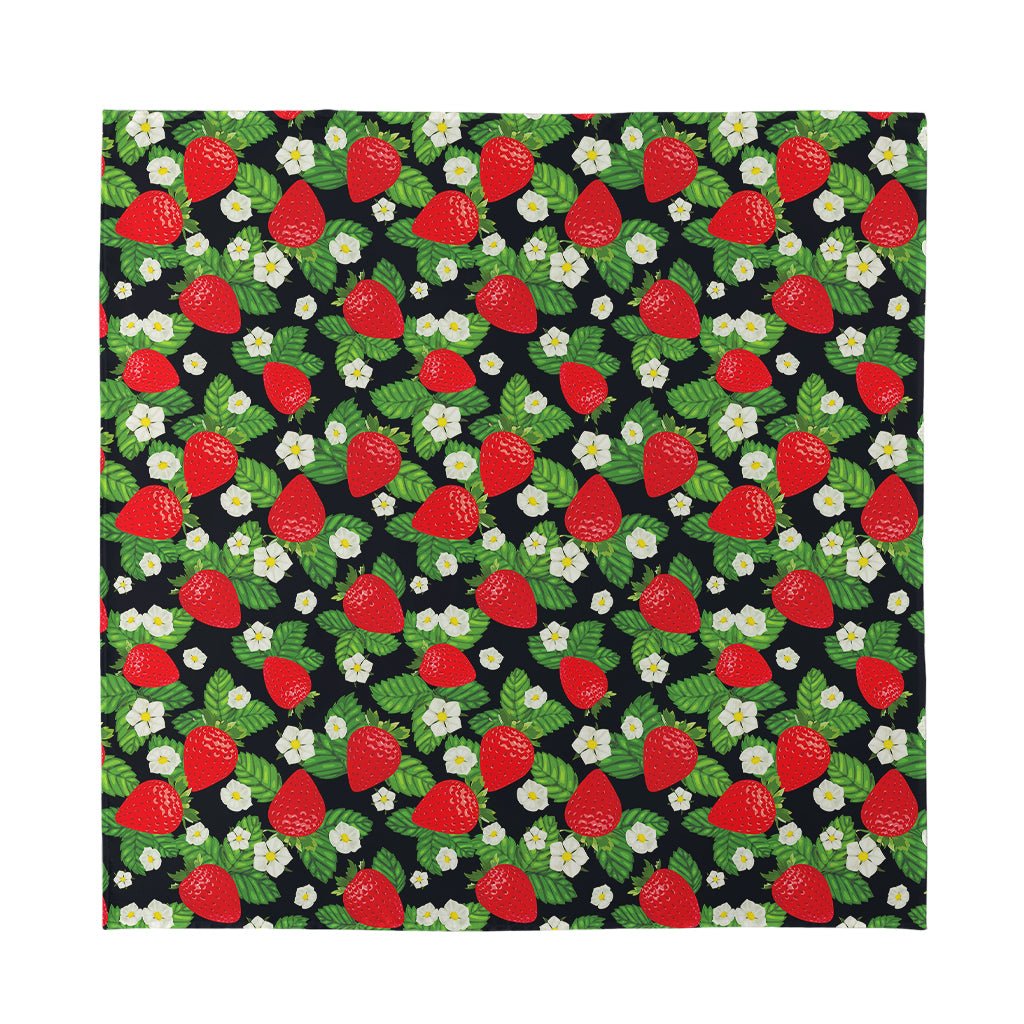 Strawberry And Flower Pattern Print Silk Bandana