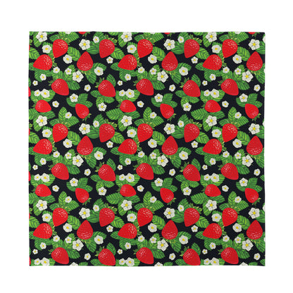 Strawberry And Flower Pattern Print Silk Bandana