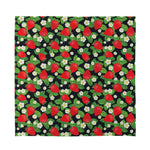 Strawberry And Flower Pattern Print Silk Bandana