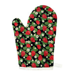 Strawberry And Flower Pattern Print Single Oven Mitt