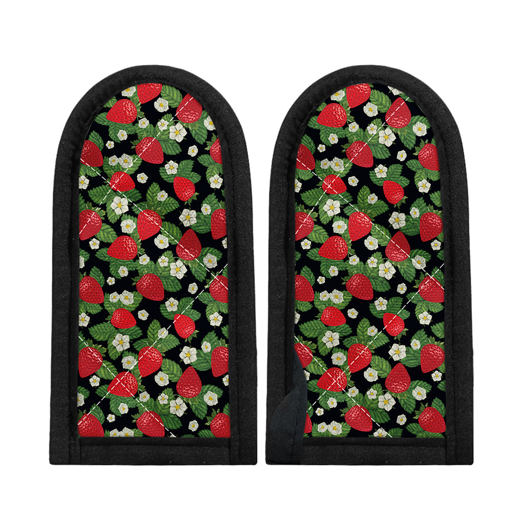 Strawberry And Flower Pattern Print Skillet Handle Cover