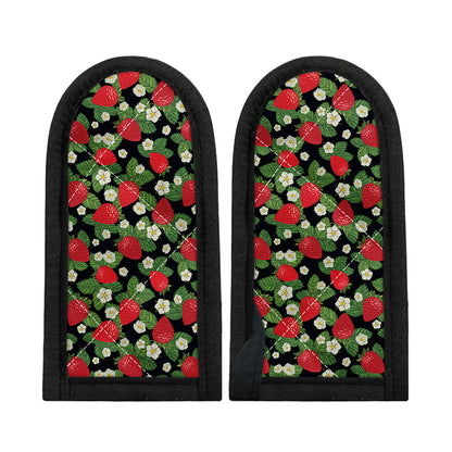 Strawberry And Flower Pattern Print Skillet Handle Cover