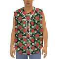 Strawberry And Flower Pattern Print Sleeveless Baseball Jersey