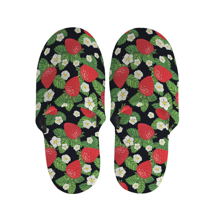 Strawberry And Flower Pattern Print Slippers