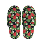 Strawberry And Flower Pattern Print Slippers