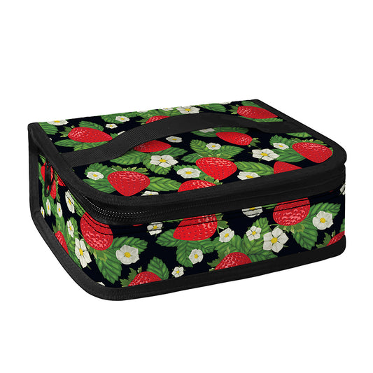 Strawberry And Flower Pattern Print Small Lunch Bag