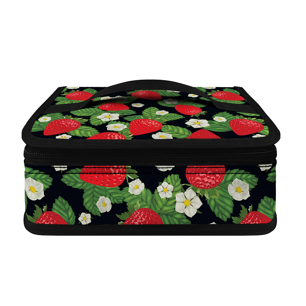 Strawberry And Flower Pattern Print Small Lunch Bag