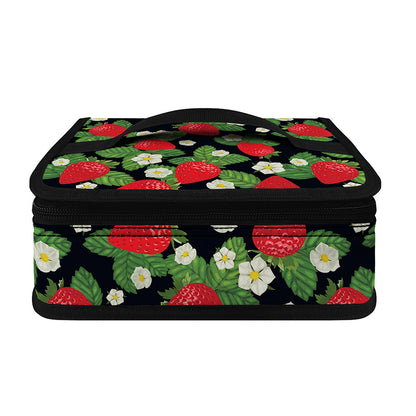 Strawberry And Flower Pattern Print Small Lunch Bag