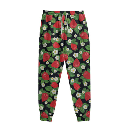 Strawberry And Flower Pattern Print Sweatpants