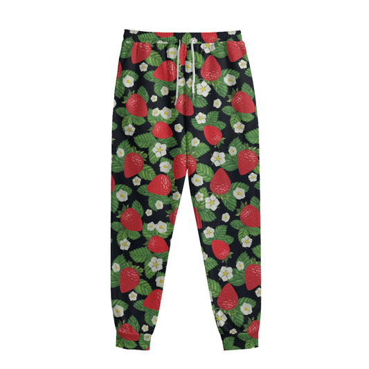 Strawberry And Flower Pattern Print Sweatpants