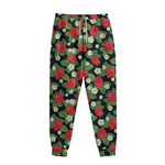 Strawberry And Flower Pattern Print Sweatpants