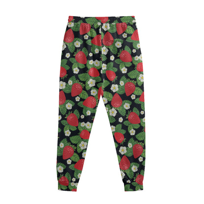 Strawberry And Flower Pattern Print Sweatpants