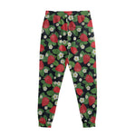 Strawberry And Flower Pattern Print Sweatpants