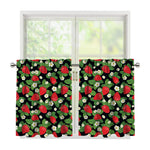 Strawberry And Flower Pattern Print Tier Curtains