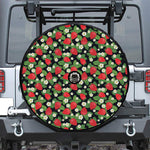 Strawberry And Flower Pattern Print Tire Cover With Camera Hole