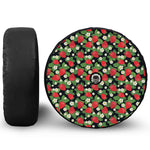 Strawberry And Flower Pattern Print Tire Cover With Camera Hole