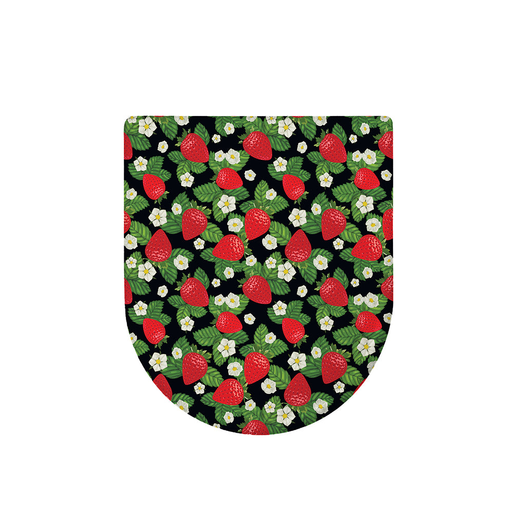 Strawberry And Flower Pattern Print Toilet Lid Cover