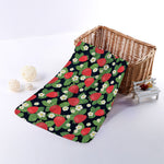 Strawberry And Flower Pattern Print Towel