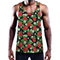 Strawberry And Flower Pattern Print Men's Workout Tank Top