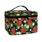 Strawberry And Flower Pattern Print Travel Makeup Bag