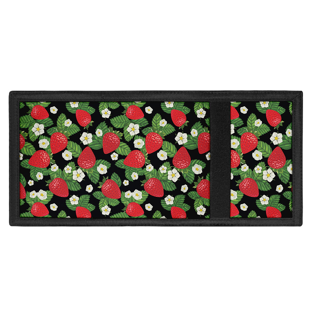 Strawberry And Flower Pattern Print Trifold Wallet
