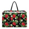 Strawberry And Flower Pattern Print Utility Tote Bag