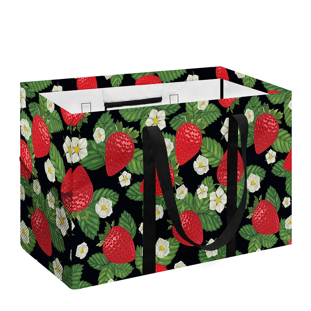 Strawberry And Flower Pattern Print Utility Tote Bag