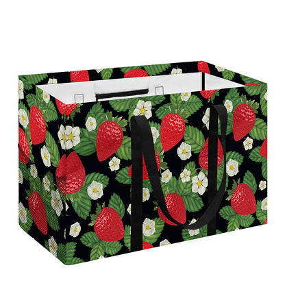 Strawberry And Flower Pattern Print Utility Tote Bag