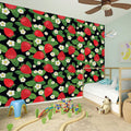 Strawberry And Flower Pattern Print Wall Sticker