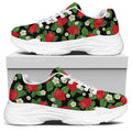 Strawberry And Flower Pattern Print White Chunky Shoes