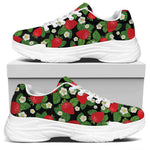 Strawberry And Flower Pattern Print White Chunky Shoes