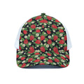 Strawberry And Flower Pattern Print White Mesh Trucker Hat