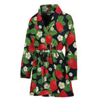 Strawberry And Flower Pattern Print Women's Bathrobe