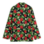 Strawberry And Flower Pattern Print Women's Cotton Blazer