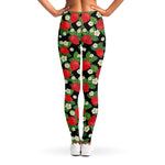 Strawberry And Flower Pattern Print Women's Leggings
