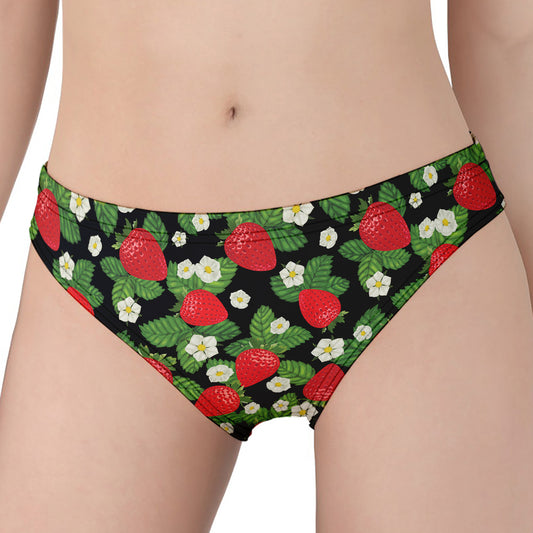 Strawberry And Flower Pattern Print Women's Panties