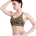 Strawberry And Flower Pattern Print Women's Sports Bra