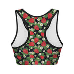 Strawberry And Flower Pattern Print Women's Sports Bra