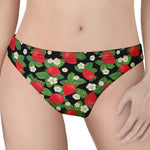 Strawberry And Flower Pattern Print Women's Thong