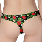 Strawberry And Flower Pattern Print Women's Thong