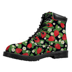 Strawberry And Flower Pattern Print Work Boots