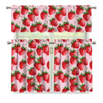 Strawberry Fruit Pattern Print 3 Piece Kitchen Curtains
