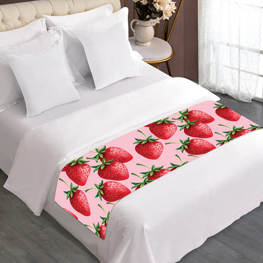 Strawberry Fruit Pattern Print Bed Runner