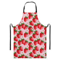 Strawberry Fruit Pattern Print Bib Apron With Pocket