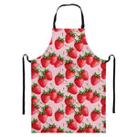Strawberry Fruit Pattern Print Bib Apron With Pocket