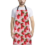Strawberry Fruit Pattern Print Bib Apron With Pocket