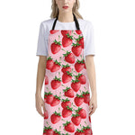 Strawberry Fruit Pattern Print Bib Apron With Pocket