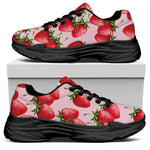 Strawberry Fruit Pattern Print Black Chunky Shoes